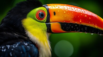 Closeup toucans colorful beak view