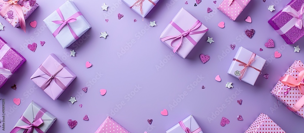 Leinwandbilder pastel purple background adorned with assorted gift boxes setting the perfect valentine s day scene 