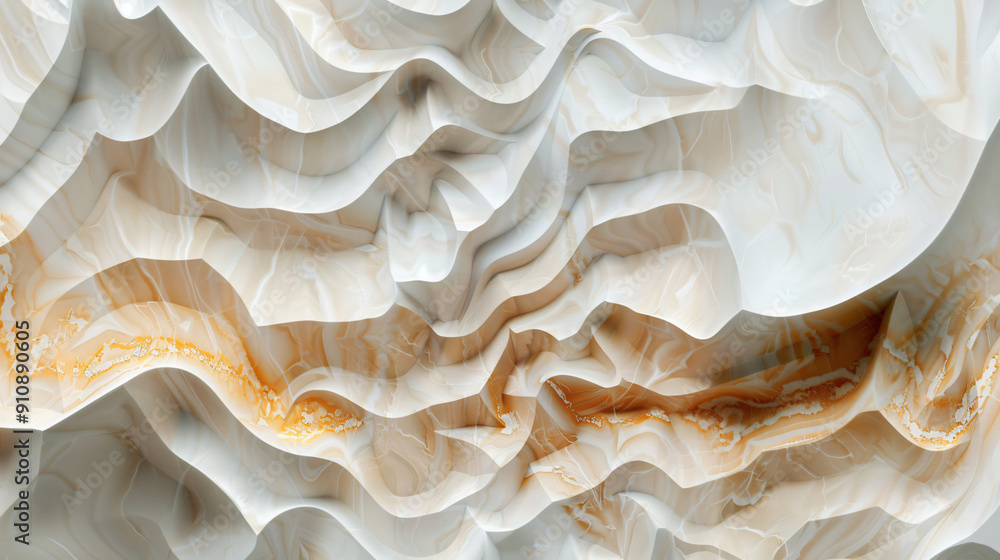 Aufkleber White and gold marble texture used to create a wavy pattern in an abstract background
