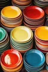 Colorful Plates Stacked