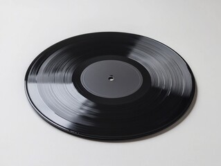 Obraz premium Black vinyl record on white table
