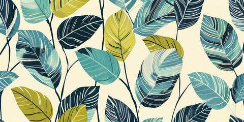 Obraz premium Modern Botanical Pattern with Leaves