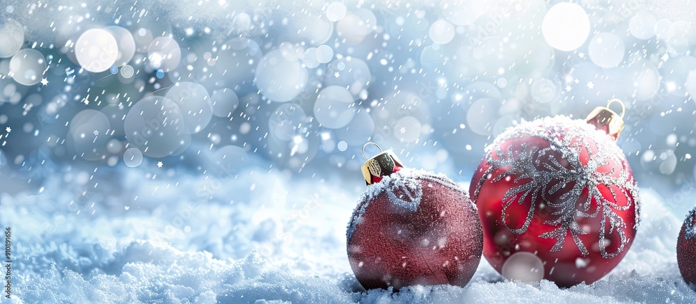 Aufkleber abstract winter background with snow featuring christmas balls ideal as a copy space image