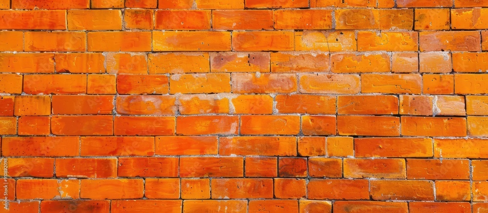 Poster background of a textured orange brick wall with copy space image