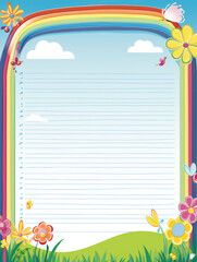 Obraz premium Rainbow Border with Lined Paper for Notes.