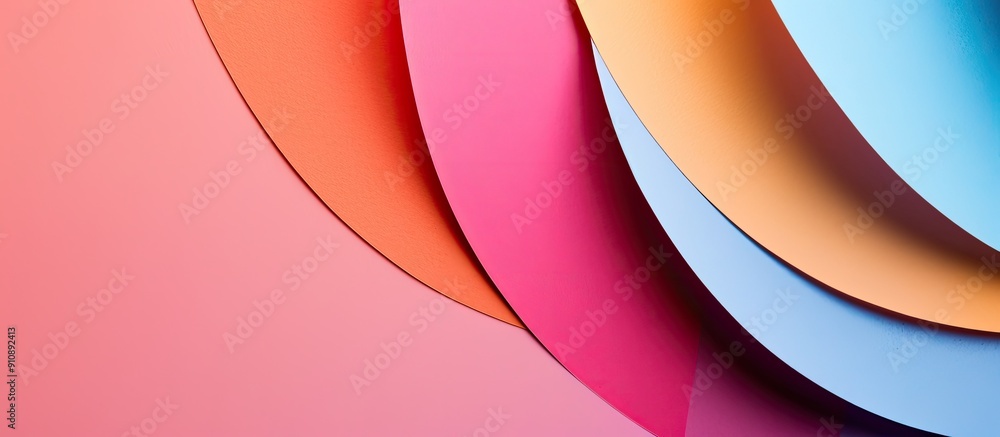 Poster pastel toned minimal shapes background design on colored paper with copy space image