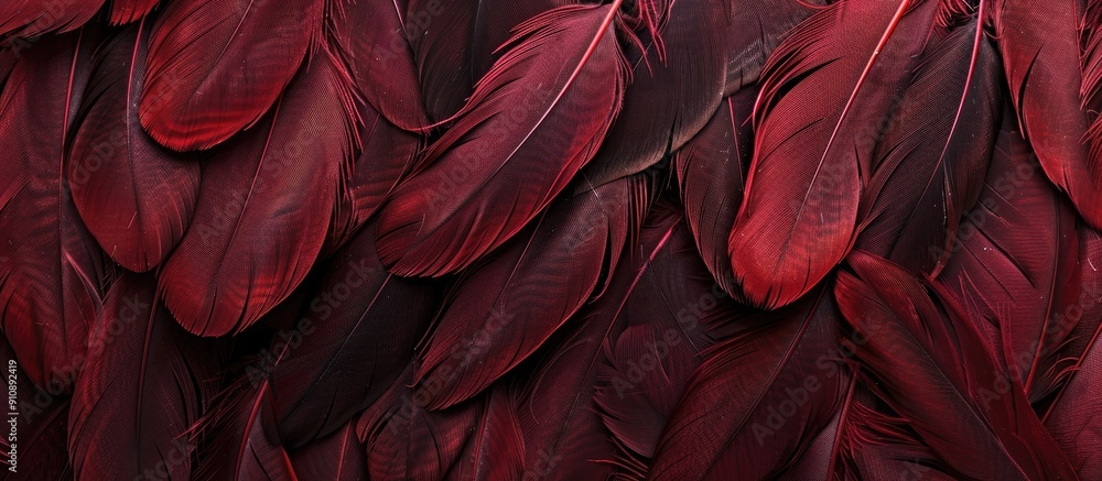 Poster Red maroon feather pattern with a background for copy space image