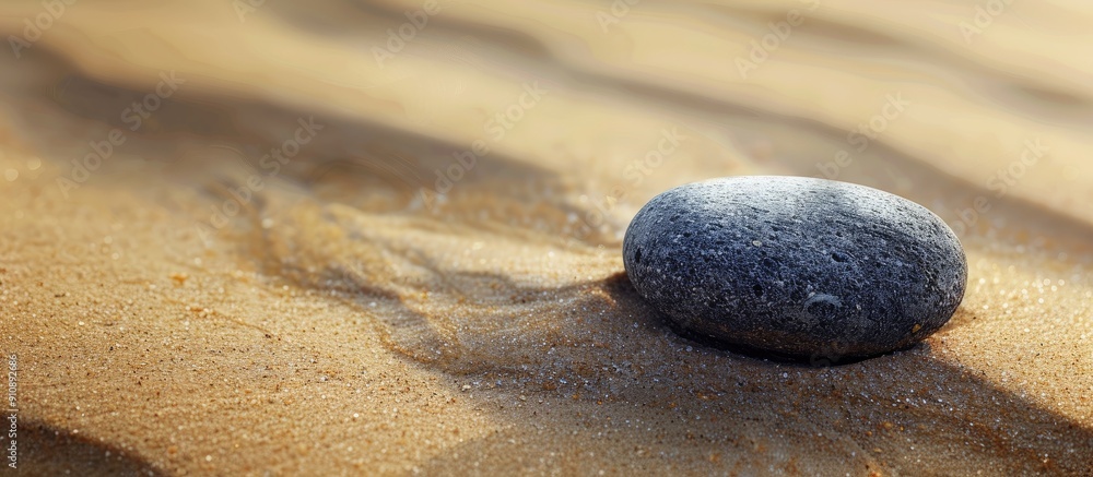 Poster stone with copy space image on a sandy shore