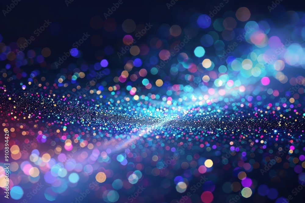 Poster striking vector illustration featuring a brilliant flow of sparkling glittery particle streams