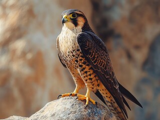 Bird of prey on rock