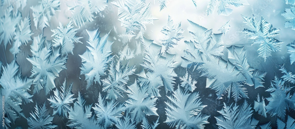 Fototapete a wintery abstract backdrop featuring patterns on frosted window glass with room for text or images.