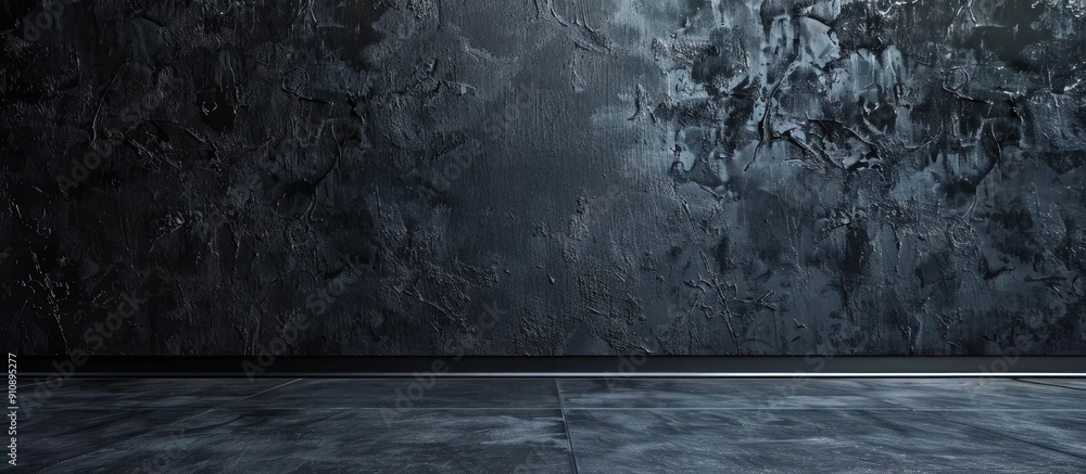 Poster A wall displaying a black painted canvas with a textured surface ideal for a copy space image