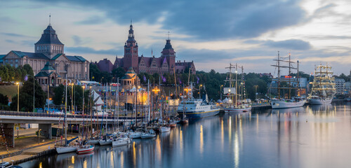 Sailing ships at the wharf in Szczecin, Tall Ships Races 2024