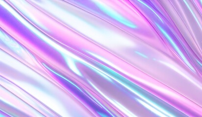 Obraz premium Iridescent chrome wavy gradient cloth fabric abstract background, ultraviolet holographic foil texture, liquid surface, ripples, metallic reflection. 3d render illustration.