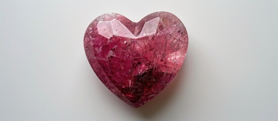 Fototapeta premium A lovely tourmaline stone heart displayed on a white background perfect for a Valentine s Day greeting card with a generous copy space image available for personal messages
