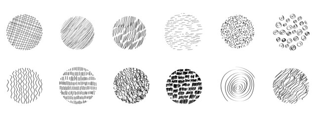 Textures set, collection hand drawn abstract monochrome brush marks. Doodle shapes spots, drops, curves and lines. Contemporary modern trendy