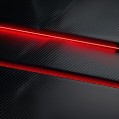 Fototapeta premium Modern Dark rectangular carbon fiber with red luminous lines and highlights background