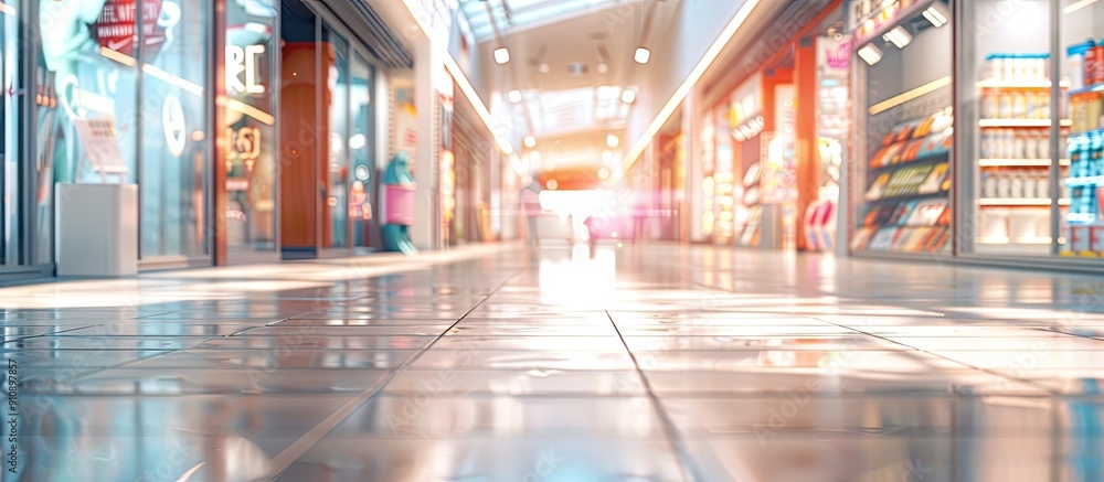Aufkleber Product displays in a hallway with a blurred corridor background provide a perfect setting for a copy space image