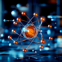 A stunning 3D illustration of an atom showcasing its intricate structure and vibrant colors, perfect for science and education themes.