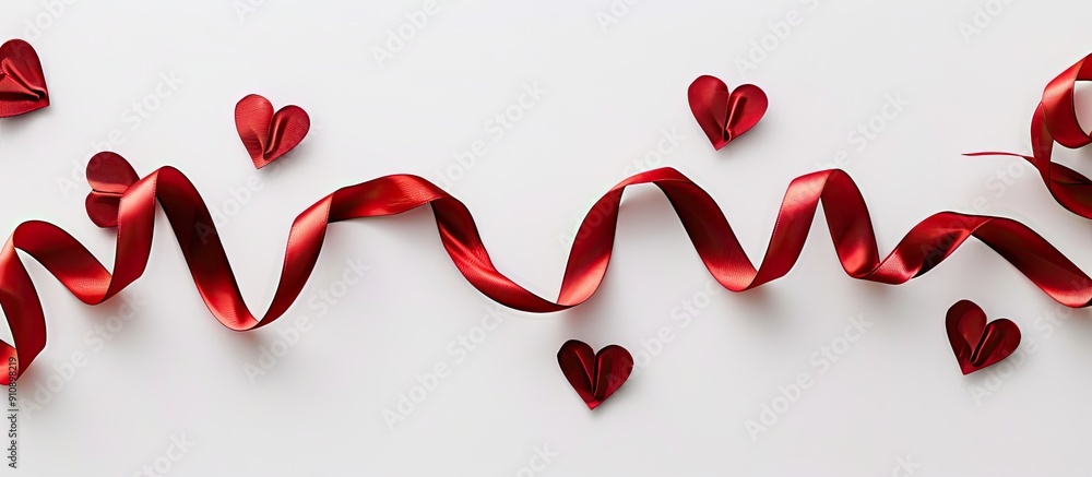 Aufkleber heart shaped ribbons on a white background for valentine s day with copy space image