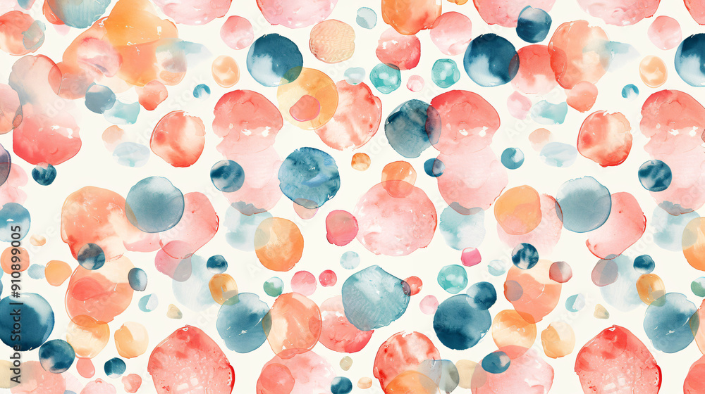 Leinwandbilder create lively and fun designs with a watercolor seamless pattern featuring colorful circles