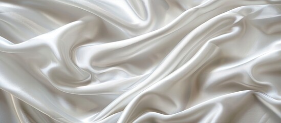 Obraz premium Soft white satin fabric texture background for special occasions like weddings or anniversaries with room for a design in the image. Creative banner. Copyspace image