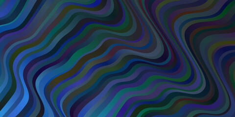 Dark Blue, Green vector backdrop with bent lines.
