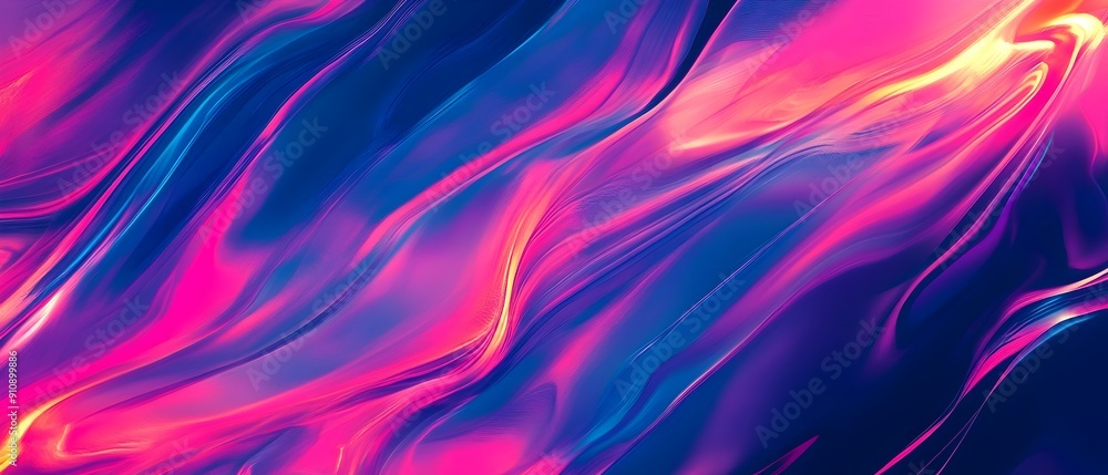 Poster Mesmerizing abstract neon vaporwave patterns featuring a dynamic and fluid composition of bright vibrant colors swirling with cosmic energy  This captivating digital artwork evokes a futuristic