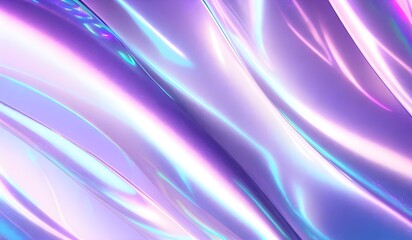 Obraz premium Iridescent chrome wavy gradient cloth fabric abstract background, ultraviolet holographic foil texture, liquid surface, ripples, metallic reflection. 3d render illustration. 