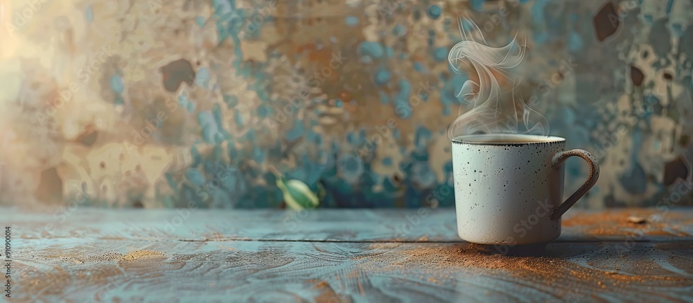 Poster Kickstart your morning with a steaming cup of coffee and a captivating copy space image
