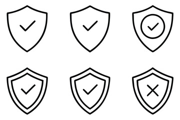 Shield check mark line art minimalist design for modern projects