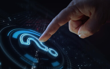 Question mark symbol digital 3d finger touch