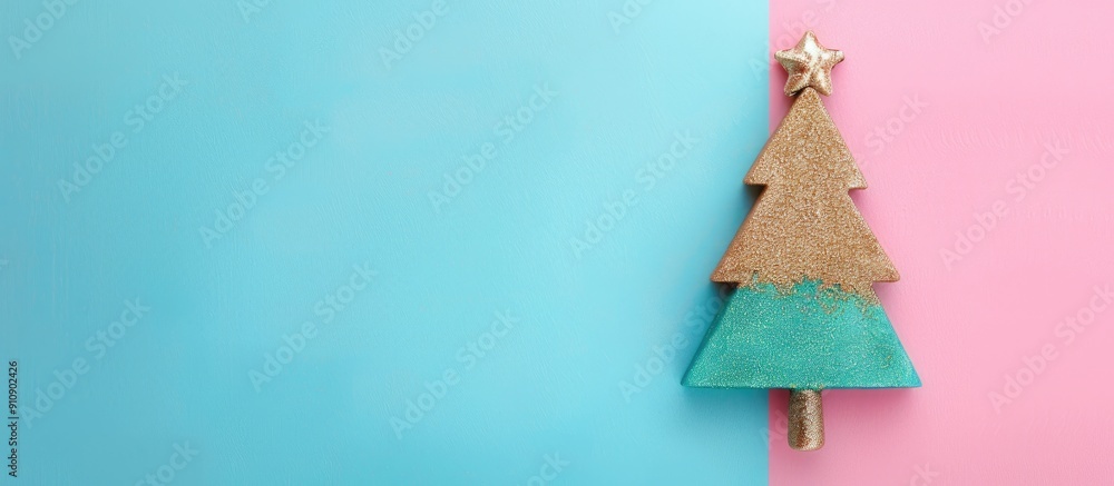 Aufkleber festive new year background featuring a pink and blue color scheme alongside a small toy golden home