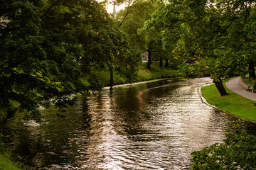 Early summer vacation in Riga, Latvia. Beautiful architecture and nature