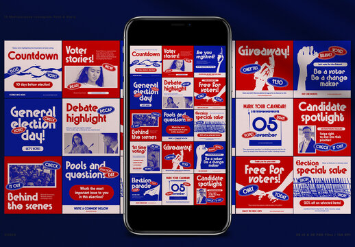 Blue Flat Design US Election Instagram Post & Story
