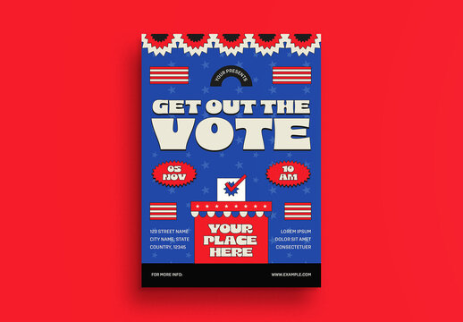 Blue Retro Election US Flyer