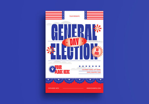 Red And Blue Bold Election US Flyer