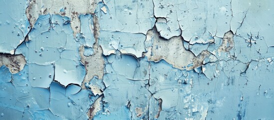 Obraz premium Light blue backdrop with cracks on iron surface perfect for copy space image