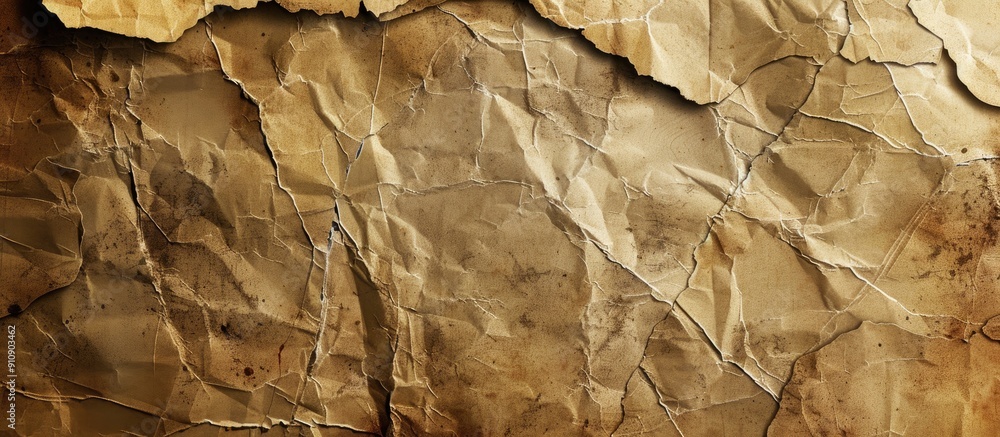 Poster vintage aged paper with creases and tears creating a distressed backdrop for a copy space image