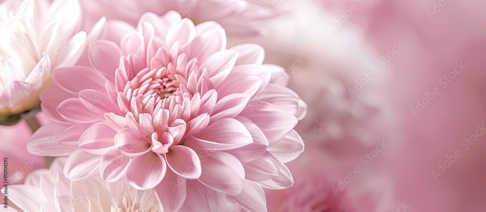 Poster Pink and white flower in focus with empty space for text in the image. Creative banner. Copyspace image