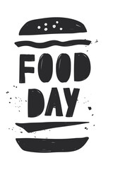 National Cheeseburger Day. Poster background. Vertical banner template design. Flat vector Illustration in naive style with texture. Food day.