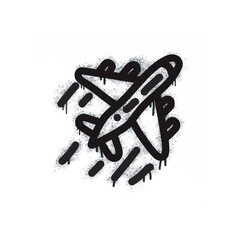 
Airplane graffiti spray painted black on white.