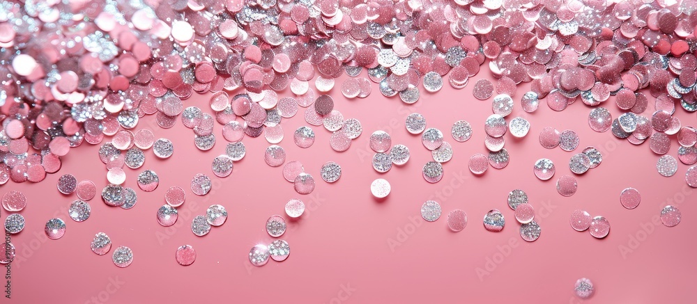 Aufkleber pink background adorned with shiny silver sequins is an ideal festive backdrop for your projects or 