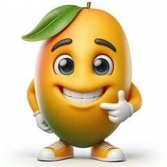 Advertising - product photo of high detailed 3D cartoon character of smiling Mango