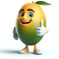 Advertising - product photo of high detailed 3D cartoon character of smiling Mango