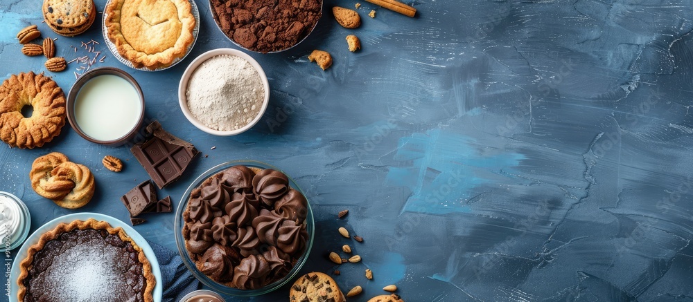 Poster a homemade assortment of cake biscuits pie and cookies made with natural organic ingredients like co