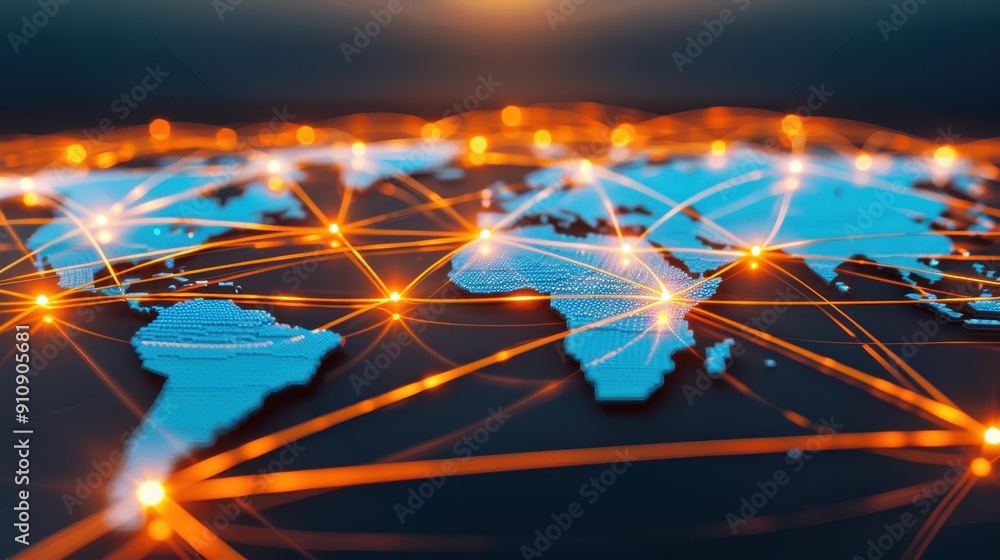 Poster explore the depths of digital blockchain technology with a striking 3d graphic representation agains