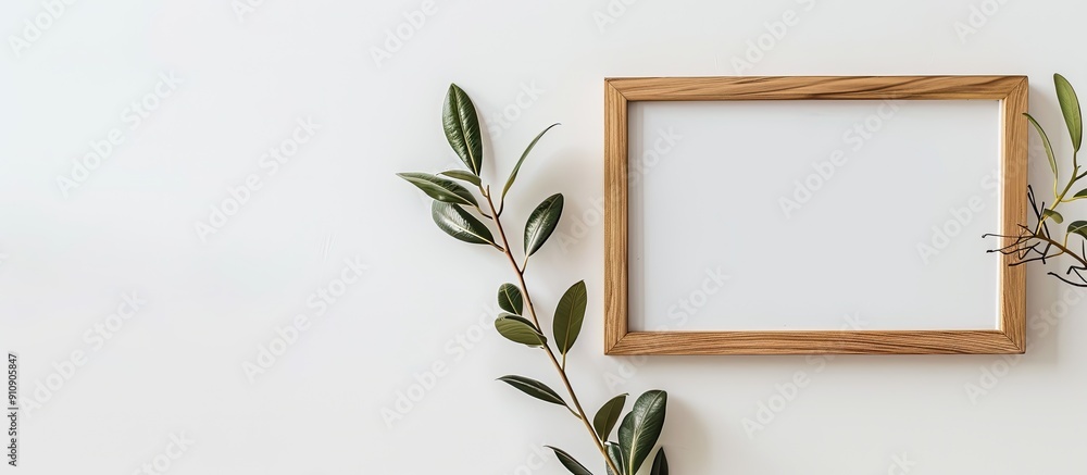Poster a photo frame placed on a white background with copy space image