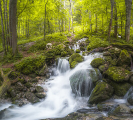 Rothbach Waterfall near Konigssee lake in Berchtesgaden National Park, Germany