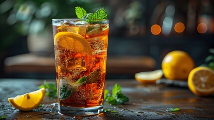 cocktail with ice and lime